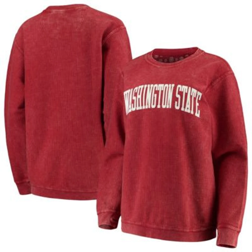 NCAA Washington State Cougars Comfy Cord Vintage Wash Basic Arch Pullover Sweatshirt