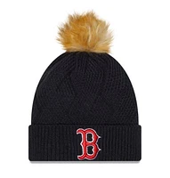 Boston Red Sox MLB Boston Sox Snowy Cuffed Knit Hat with Pom