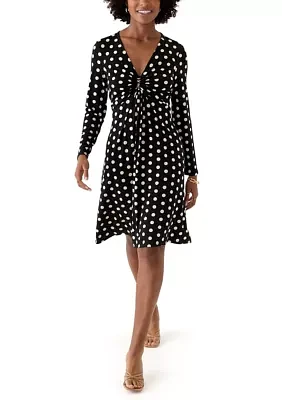 Women's Long Sleeve Surplice Printed Dress
