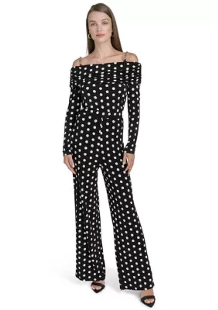 Women's Dot Print Wide Leg Pants