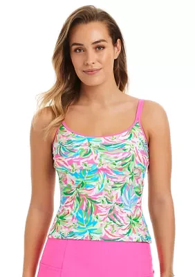 Dazzling Tropical Scoop Tankini Swim Top