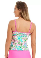 Dazzling Tropical Scoop Tankini Swim Top