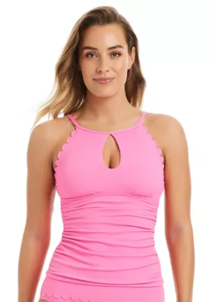 Pique High Neck Tankini Swim Top