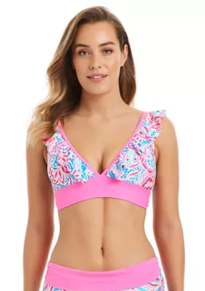 Superbloom Ruffle Neck Bra Swim Top