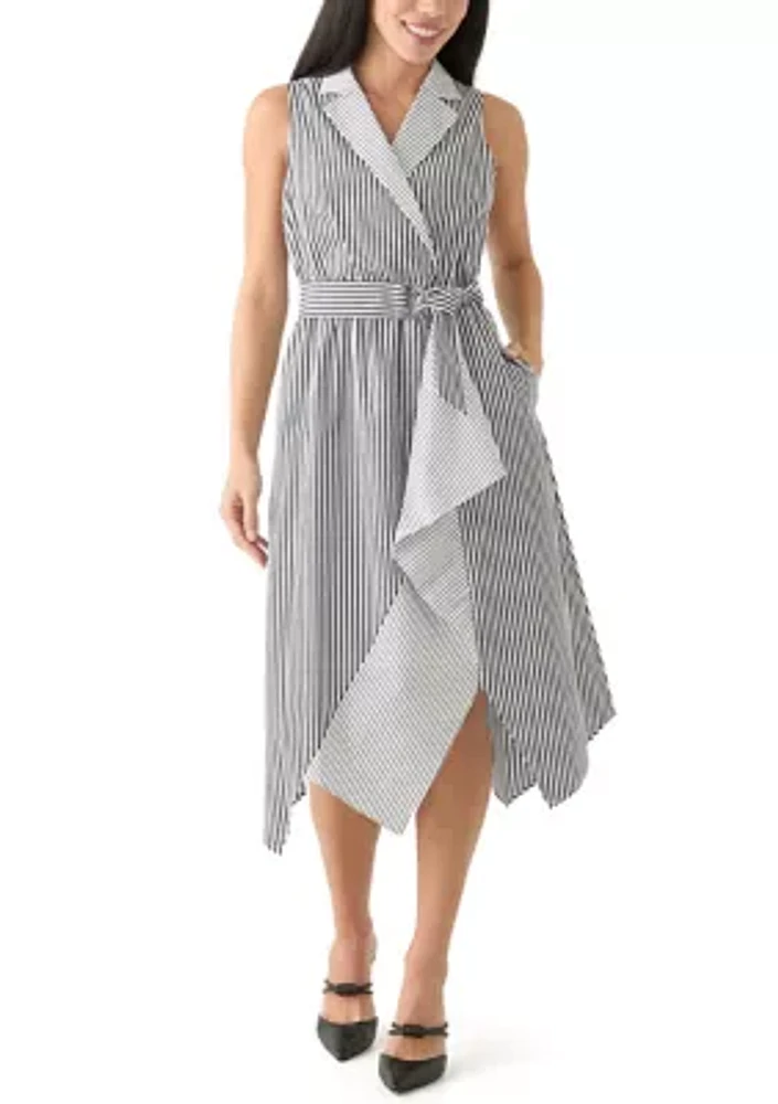 Petite Handkerchief Hem Stripe Midi Dress