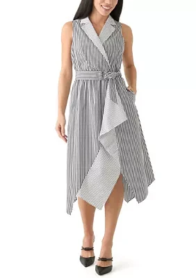 Petite Handkerchief Hem Stripe Midi Dress
