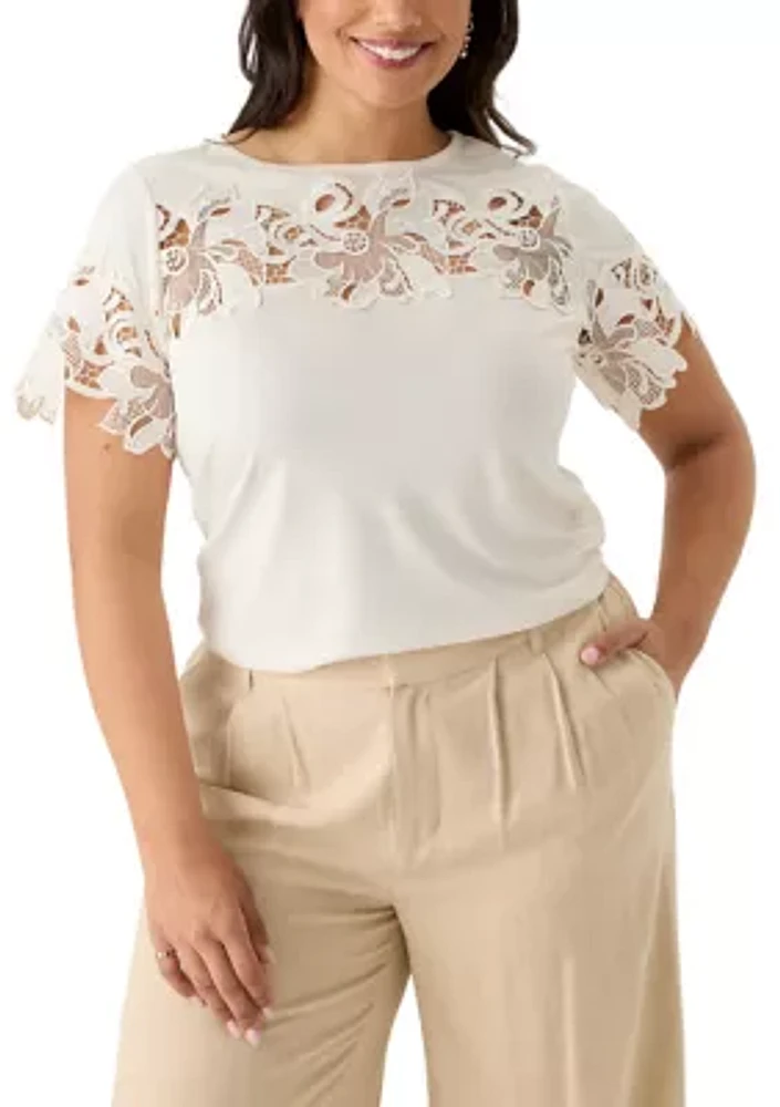 Plus Lace Appliqué Top