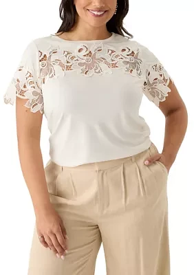 Plus Lace Appliqué Top