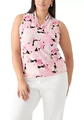 Plus Triple Pleated Printed Top