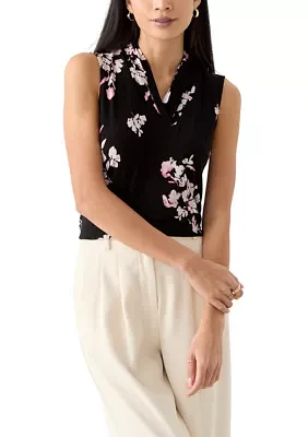 Petite Sleeveless Triple Pleat Top