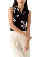 Petite Sleeveless Triple Pleat Top