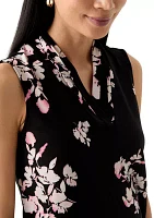 Petite Sleeveless Triple Pleat Top