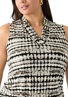 Plus Sleeveless Triple Pleat Top