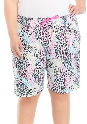Plus Animal Bermuda Pajama Shorts