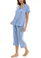 Printed Notch Capri Pajama Set