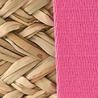 Straw Bucket Crossbody with Color Handle