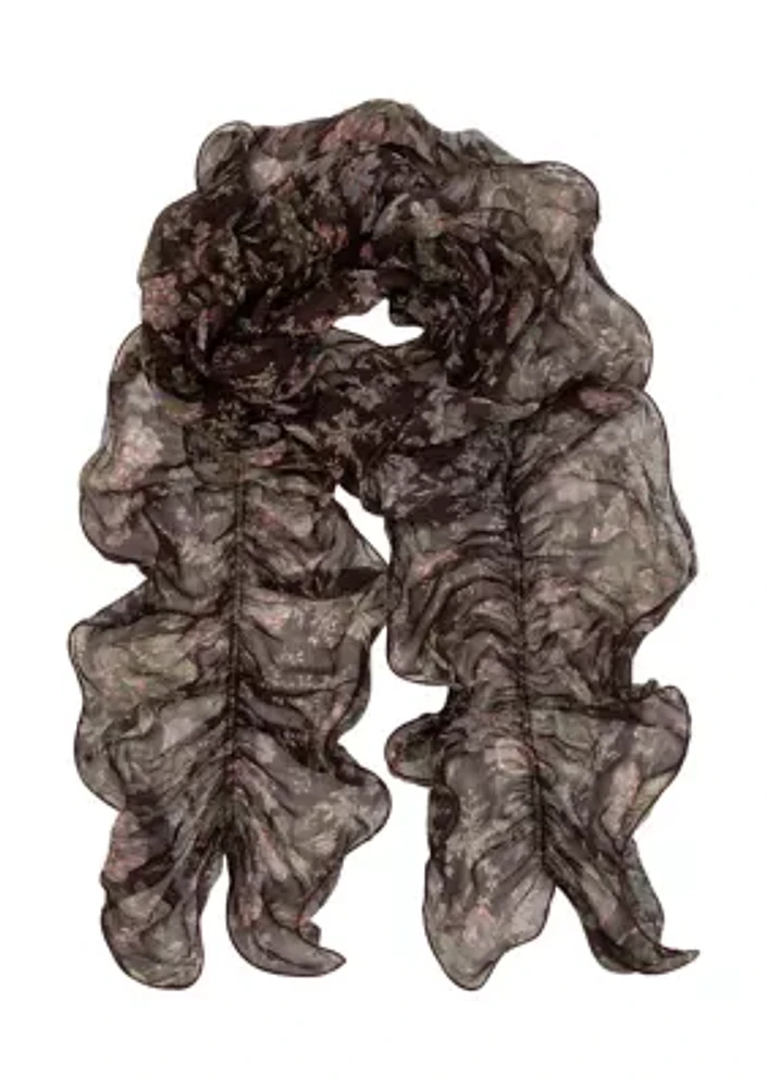 Fall Floral Ruffle Scarf