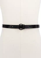 Logo Charm Skinny Belt