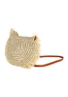 Straw Fringe Half Moon Crossbody 
