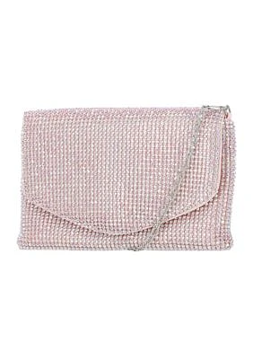 Raina - V Flap Diamond Mesh Clutch