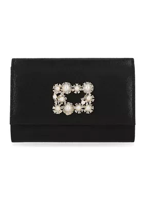 Alexis - Soft Shine Brooch Flap Clutch