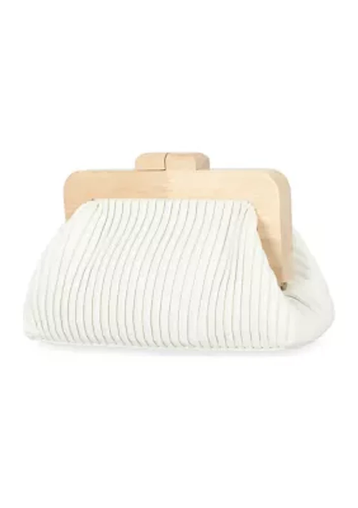 Shae - Soft Pleated Wooden Handle Clutch