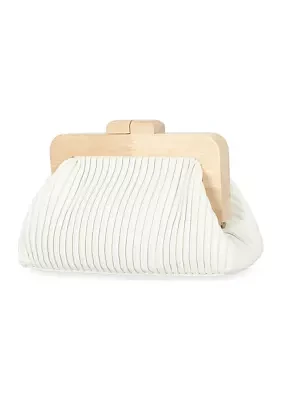 Shae - Soft Pleated Wooden Handle Clutch