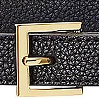 Pebbled Leather Skinny Belt