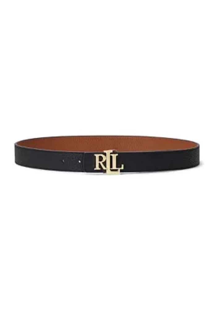 Logo Reversible Pebbled Leather Belt