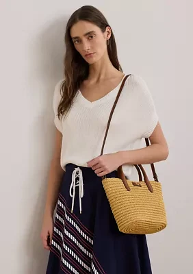 Woven Straw Medium Brie Tote Bag
