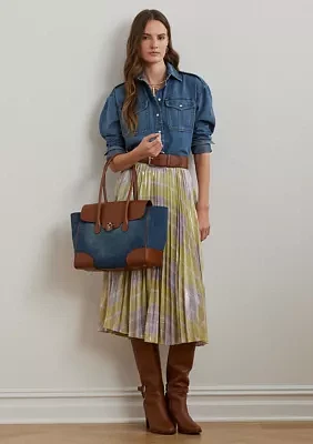 Washed Denim Large Tanner Satchel Bag