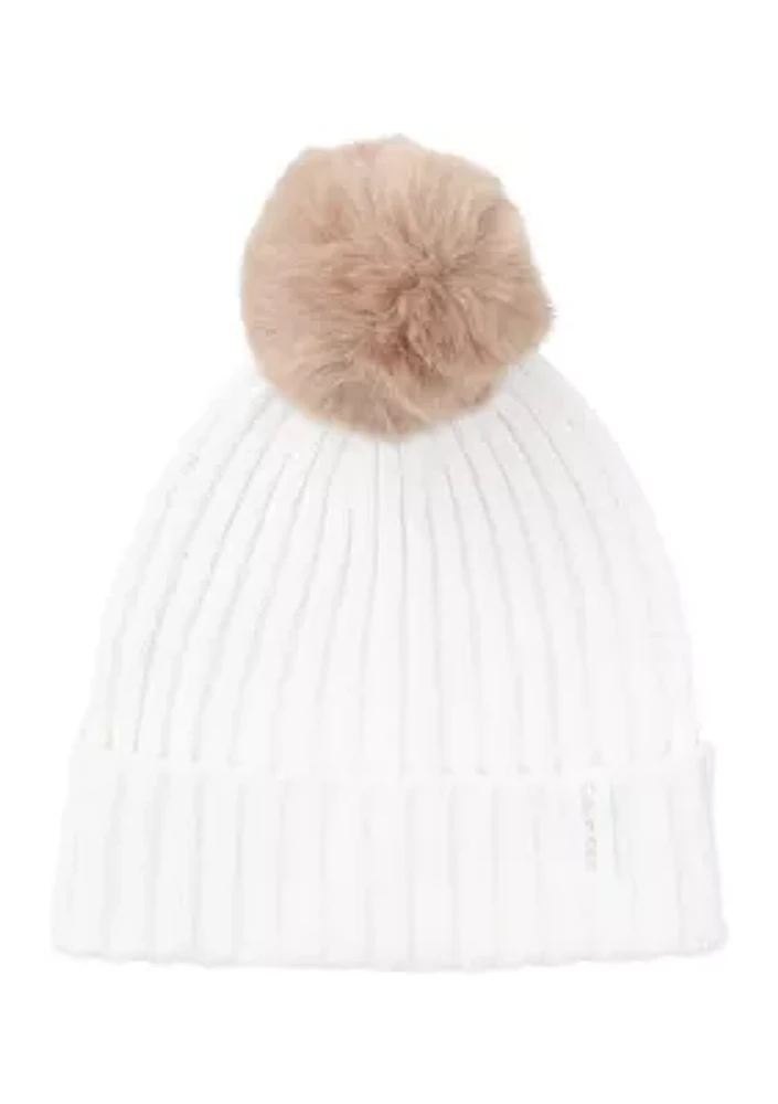 Faux Fur Pom Beanie