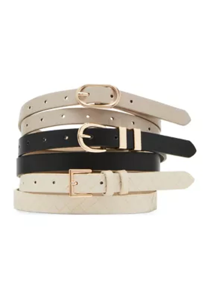 3 for 1 Crocodile and Embossed Belt Set