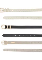 3 for 1 Crocodile and Embossed Belt Set