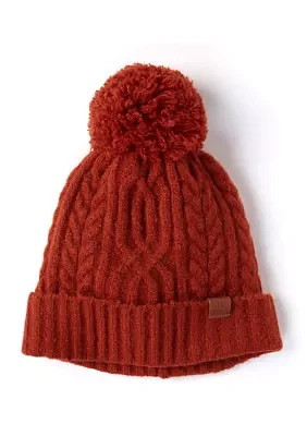 	  Cable Beanie with Self Pom 