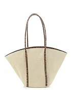 Straw Tote with Snake Trim