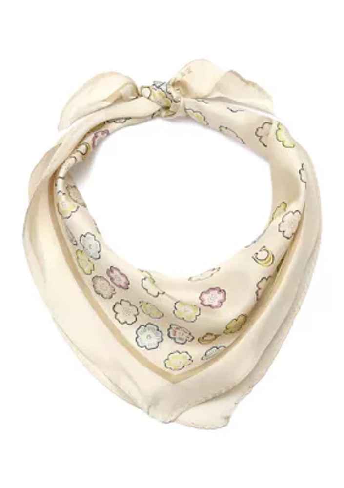 Tea Rose Printed Silk Diamond Scarf