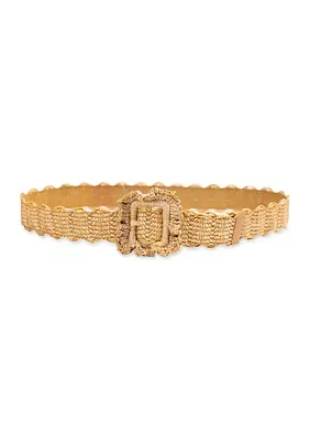 Ruffle Buckle Scallop Woven Design Casual Fashion Belt