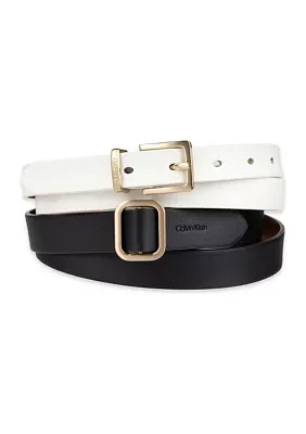 Women's Reversible Dress Fashion Belts - 2 Pack