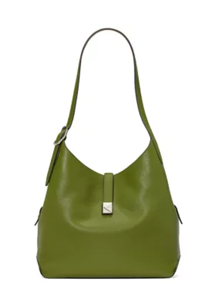 Deco Pebbled Leather Shoulder Bag