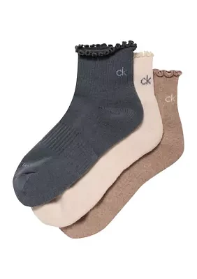 Cushion Ruffle Quarter Socks - 3 Pack