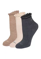 Cushion Ruffle Quarter Socks - 3 Pack