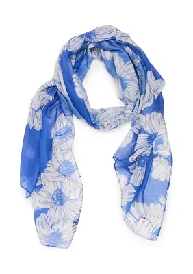Oversized Floral Printed Oblong Scarf