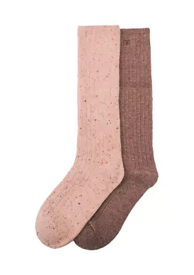 Speckled Rib Knit Slouch Socks - 2 Pack