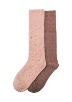Speckled Rib Knit Slouch Socks - 2 Pack
