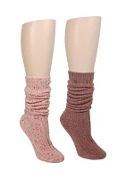 Speckled Rib Knit Slouch Socks - 2 Pack