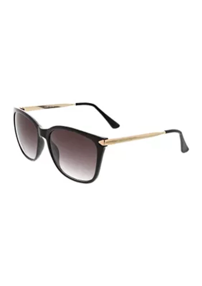 Butterfly Cat Eye Sunglasses with Metal Temples Overlay