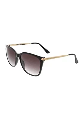 Butterfly Cat Eye Sunglasses with Metal Temples Overlay