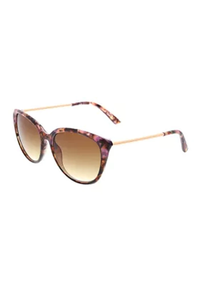 Butterfly Cat Eye Sunglasses with Metal Temples