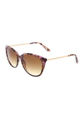 Butterfly Cat Eye Sunglasses with Metal Temples 